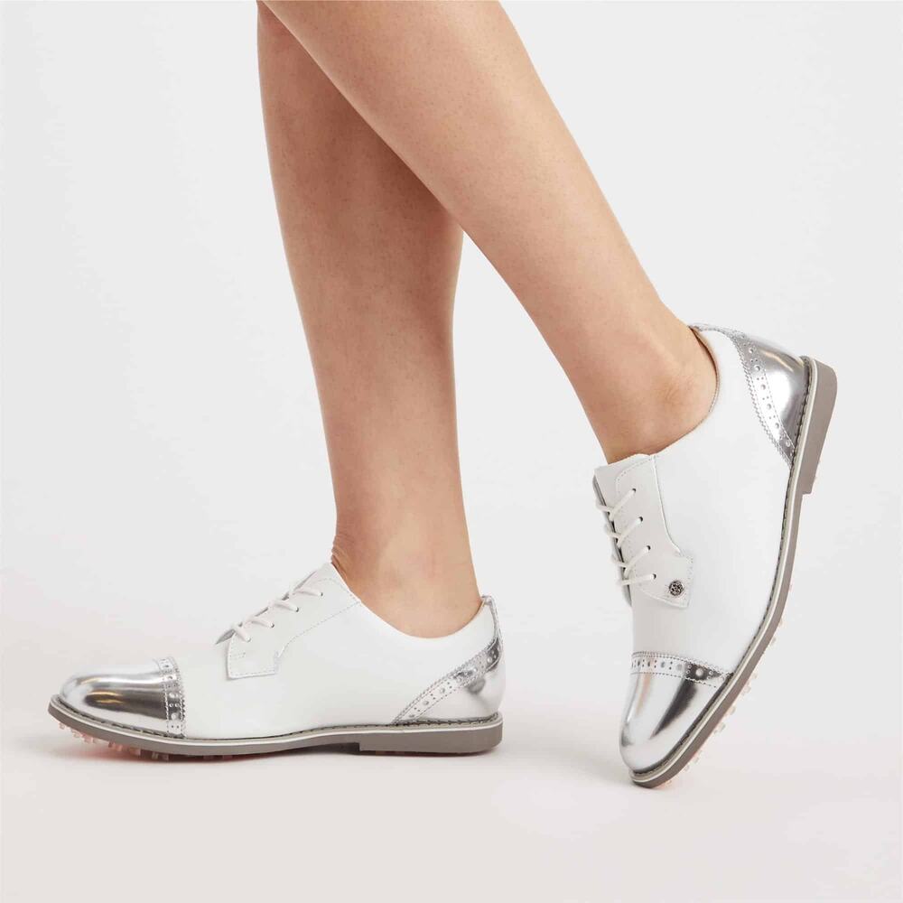 G/Fore Women Cap Toe Gallivanter Golf Shoes Snow Silver Size 9.5